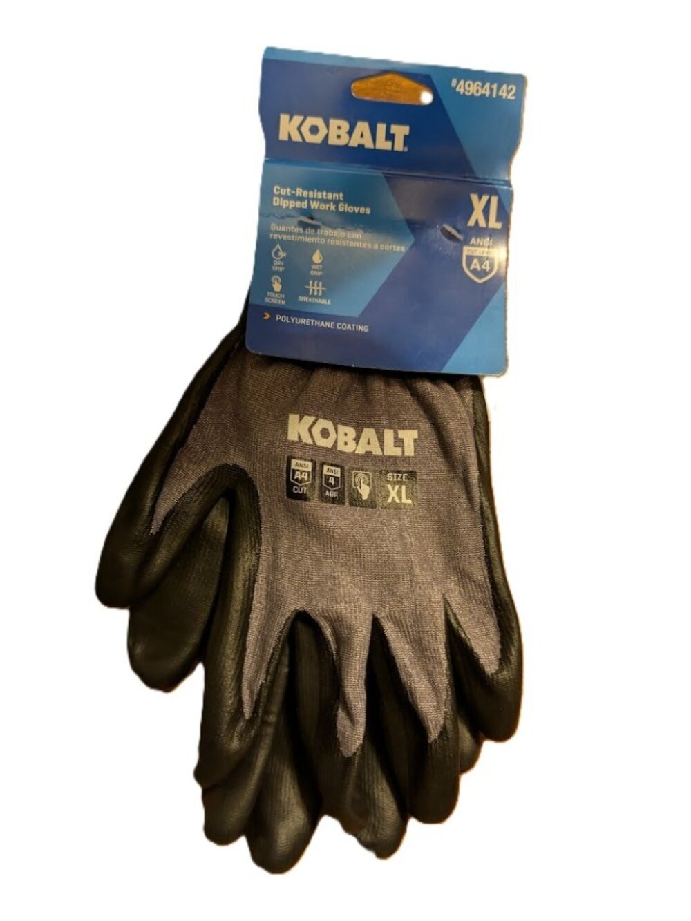 Kobalt A4 Cut Resistant Work Gloves XL Black Touchscreen Grip Pair